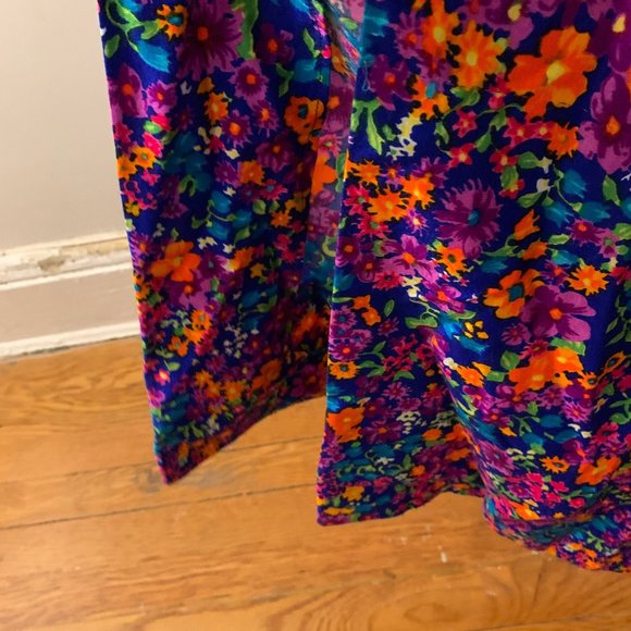 Vintage 60s 70s mod bright bold floral pattern maxi skirt high waisted 26" to 27 - Picture 3 of 6